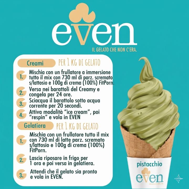 Even Gelato al Pistacchio - Mix Proteico Low - cal 170g + Crema di Pistacchi 200g - Fitporn® - Healthy Food, Looking Good.