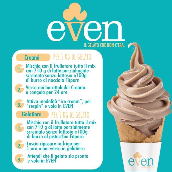 Even Gelato alla Nocciola - Mix Proteico Low - cal 190g + Burro di Nocciole 200g - Fitporn® - Healthy Food, Looking Good.