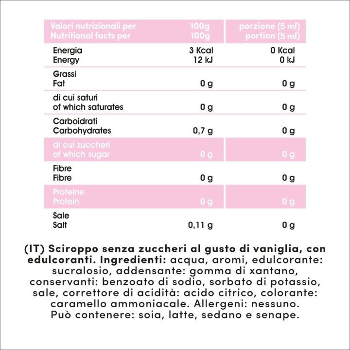 Barista Syrup Zero Vaniglia 1000ml - Fitporn® - Healthy Food, Looking Good.
