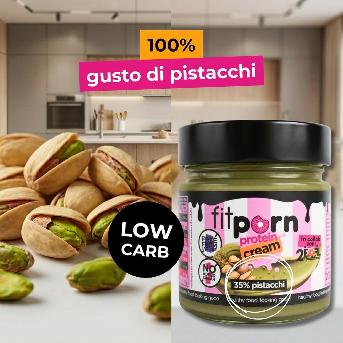 Crema proteica 35% Pistacchio Senza Lattosio 200g - Fitporn® - Healthy Food, Looking Good.
