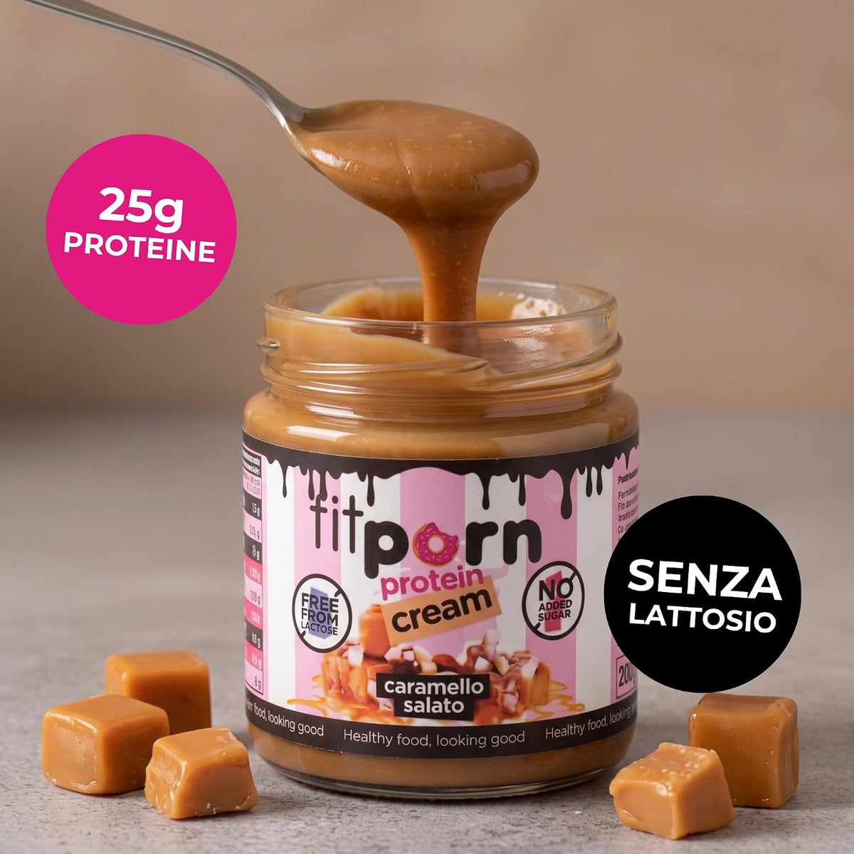 Crema proteica al Caramello Salato Senza Lattosio 200g - Fitporn® - Healthy Food, Looking Good.