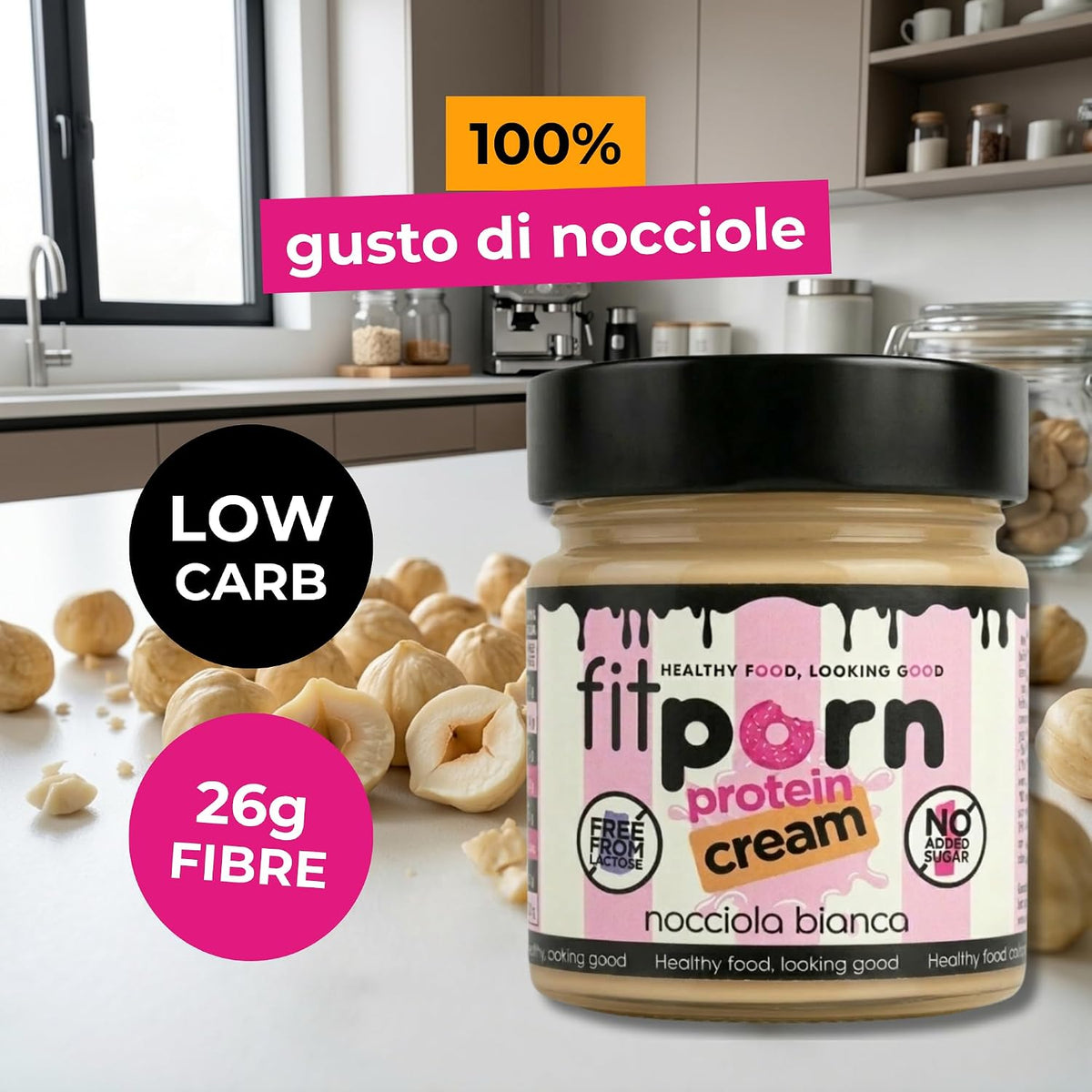 Crema proteica Nocciola Bianca Senza Lattosio 200g - Fitporn® - Healthy Food, Looking Good.