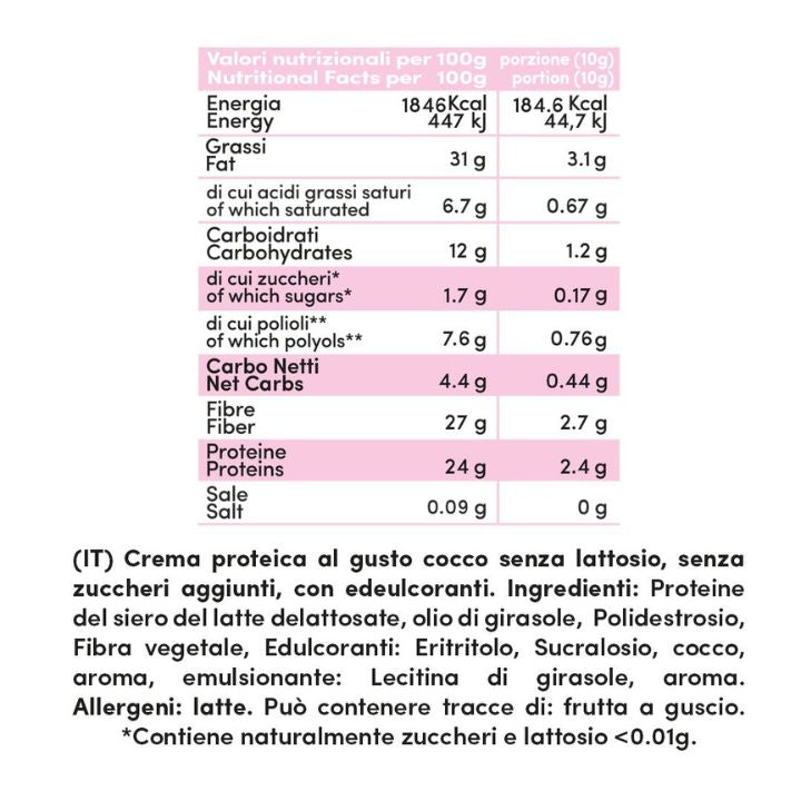 Crema proteica Cocco Senza Lattosio