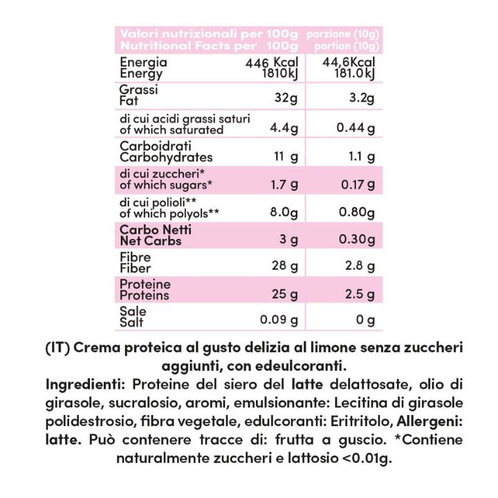 Crema proteica Delizia al Limone Senza Lattosio