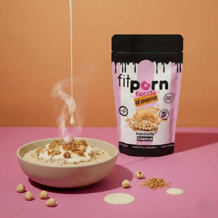 Fiocchi di avena baby aromatizzati nocciola bianca 750g - Fitporn® - Healthy Food, Looking Good.
