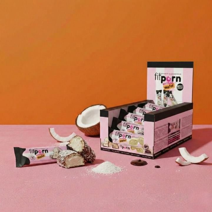 Wafer proteico ripieno senza zuccheri Fondente e Cocco 15x30g - Fitporn® - Healthy Food, Looking Good.