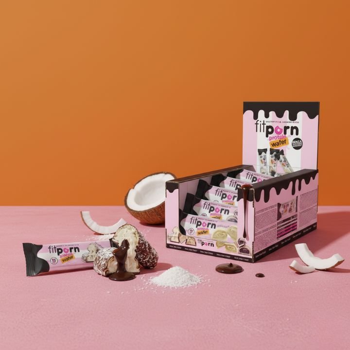 Wafer proteico ripieno senza zuccheri Fondente e Cocco 15x30g - Fitporn® - Healthy Food, Looking Good.