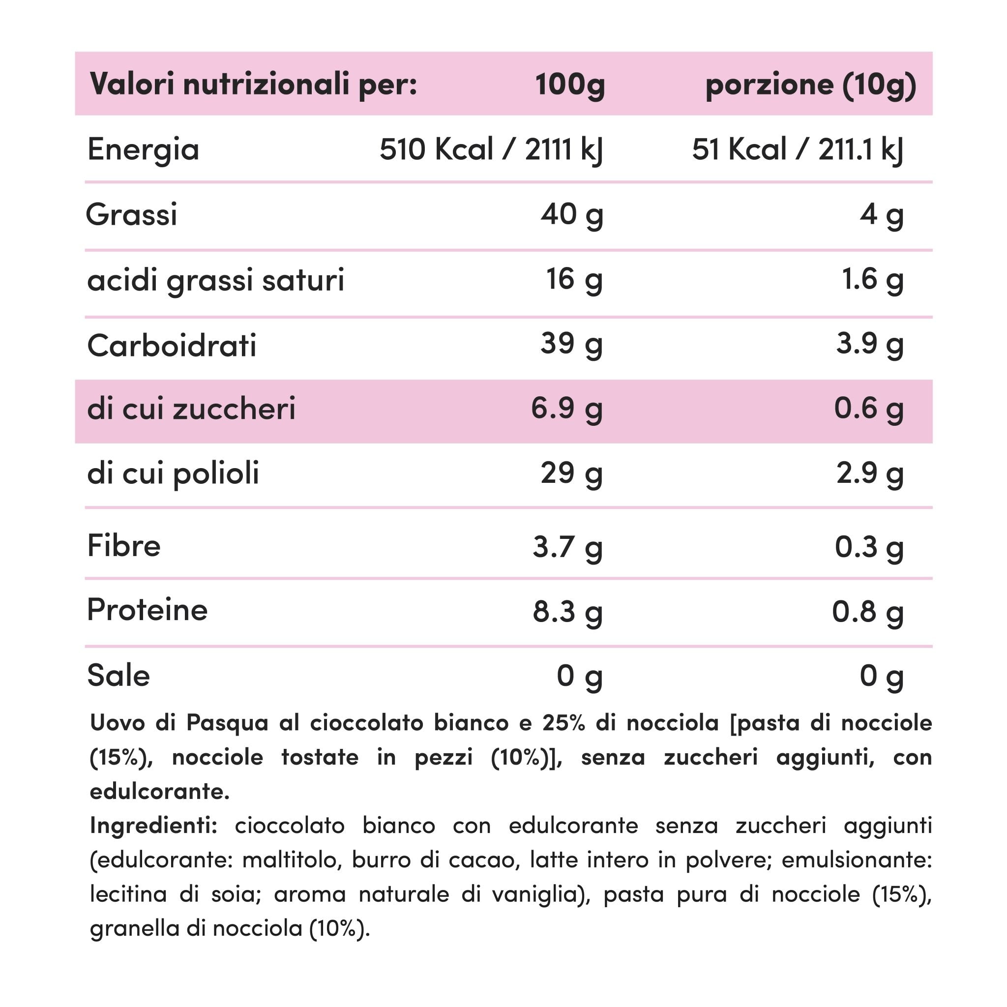 Uovo di Pasqua al 25% Nocciolato Bianco senza zuccheri aggiunti 420g - Fitporn® - Healthy Food, Looking Good.