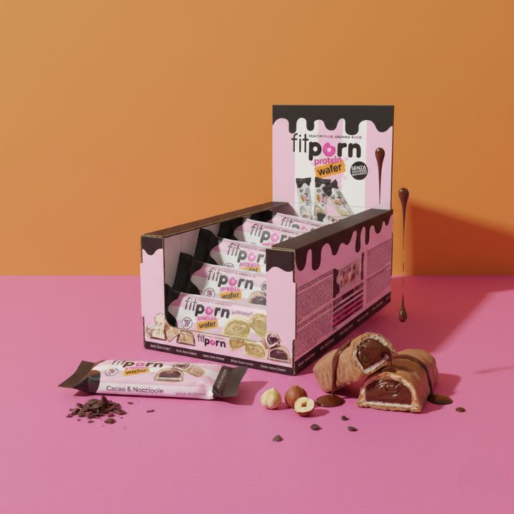Wafer proteico ripieno senza zuccheri Cacao e Nocciole 24x30g