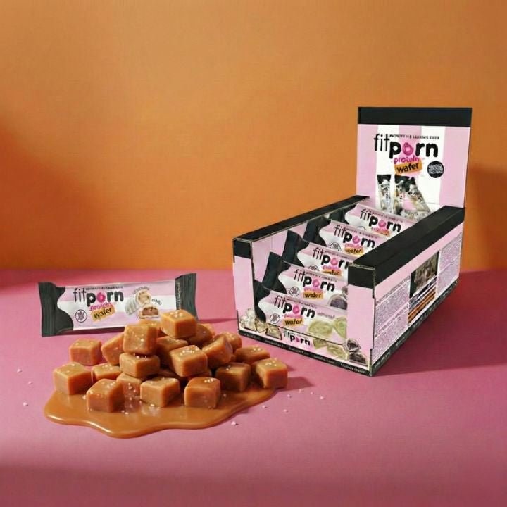 Wafer proteico ripieno senza zuccheri Caramello Salato 15x30g - Fitporn® - Healthy Food, Looking Good.