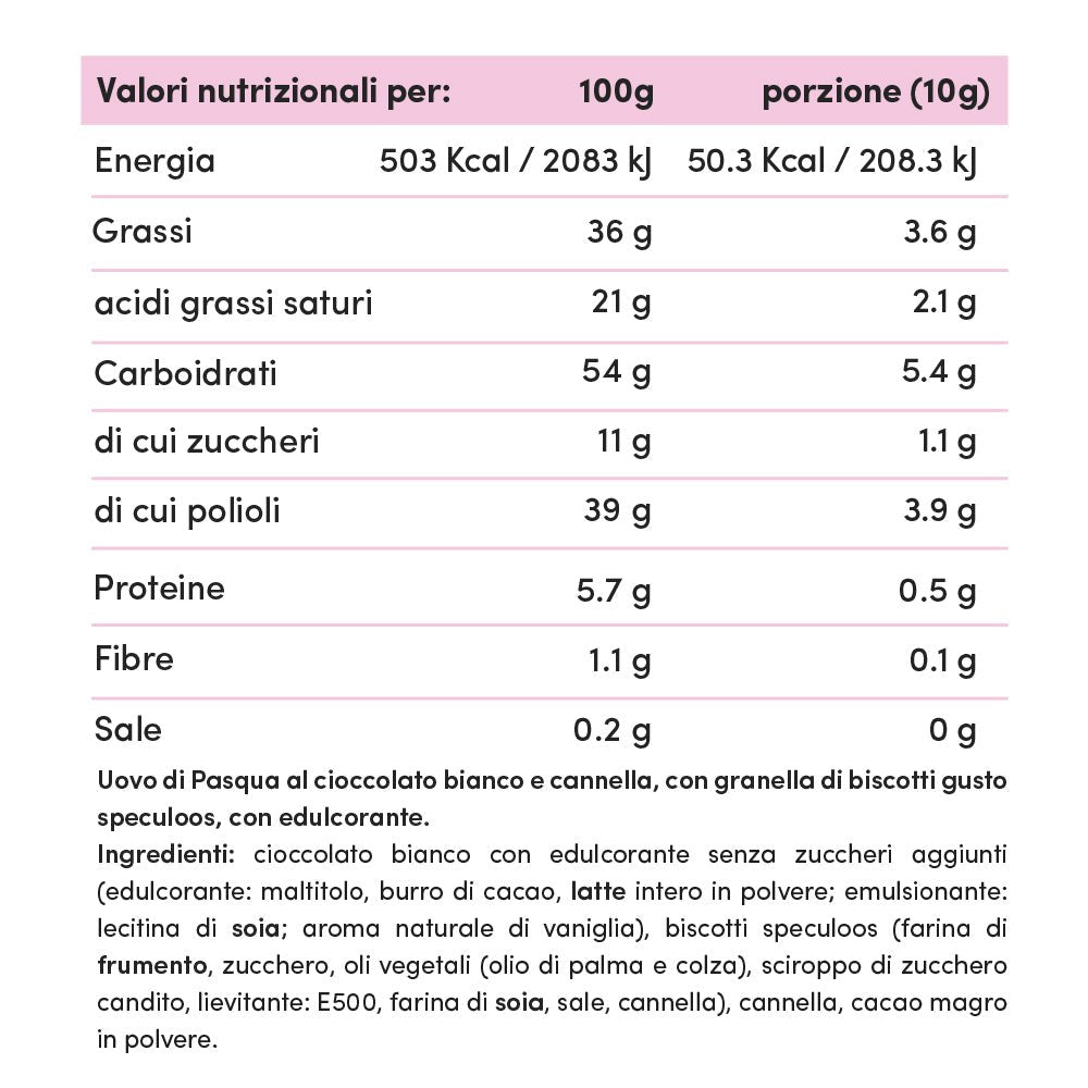 Uovo di Pasqua Biscotto Speculoos con granella di biscotti Senza Zuccheri Aggiunti 420g - Fitporn®