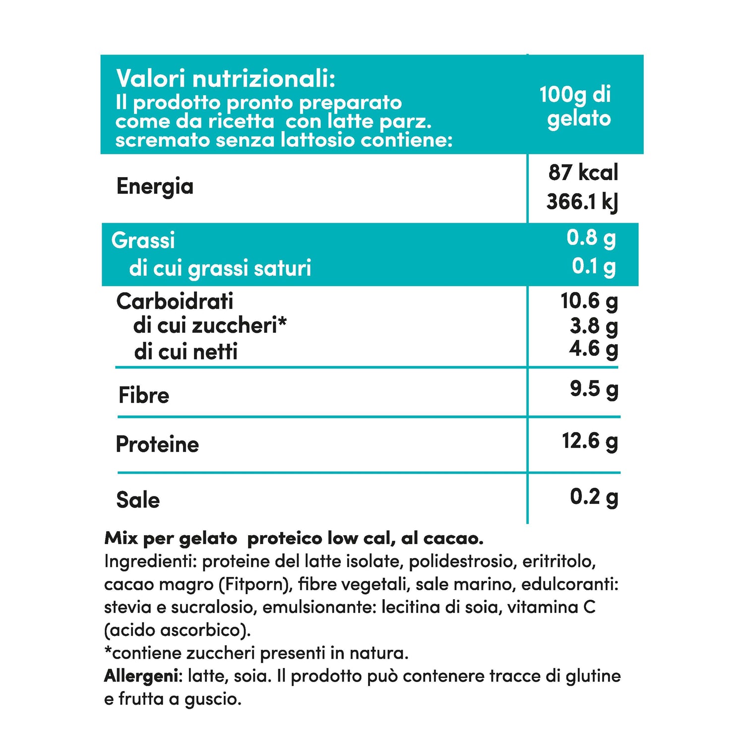 MIx per Gelato Proteico al Cioccolato 300g