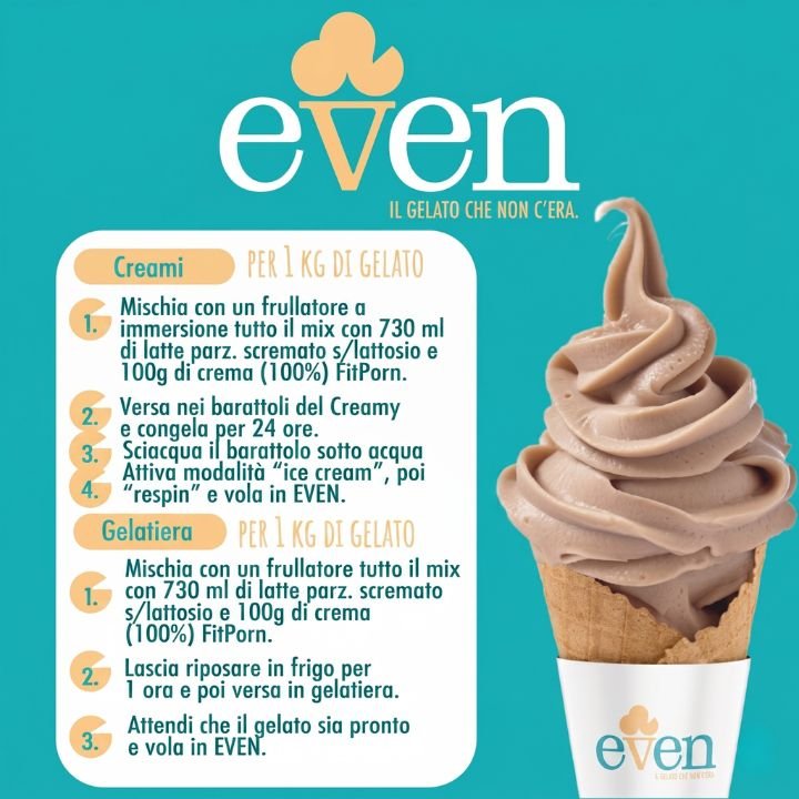 Even Gelato alla Nocciola - Mix Proteico Low - cal 170g + Crema di Nocciole 200g - Fitporn® - Healthy Food, Looking Good.