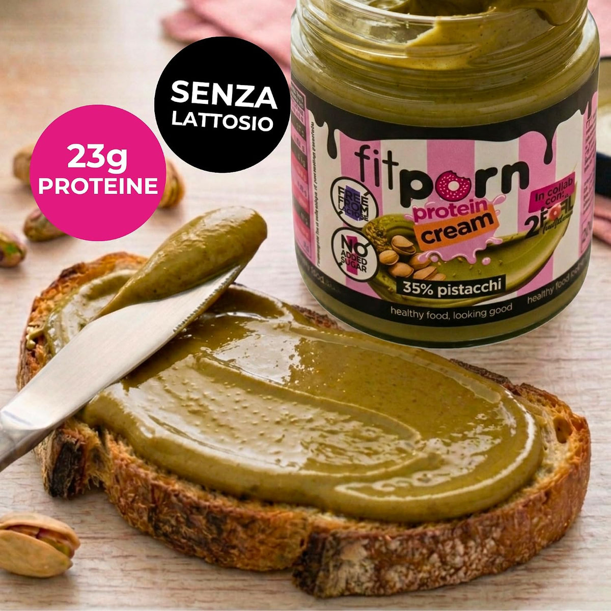 Crema proteica 35% Pistacchio Senza Lattosio 200g - Fitporn® - Healthy Food, Looking Good.