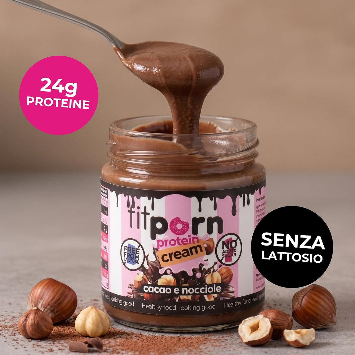Crema proteica Cacao e Nocciole Senza Lattosio 200g - Fitporn® - Healthy Food, Looking Good.