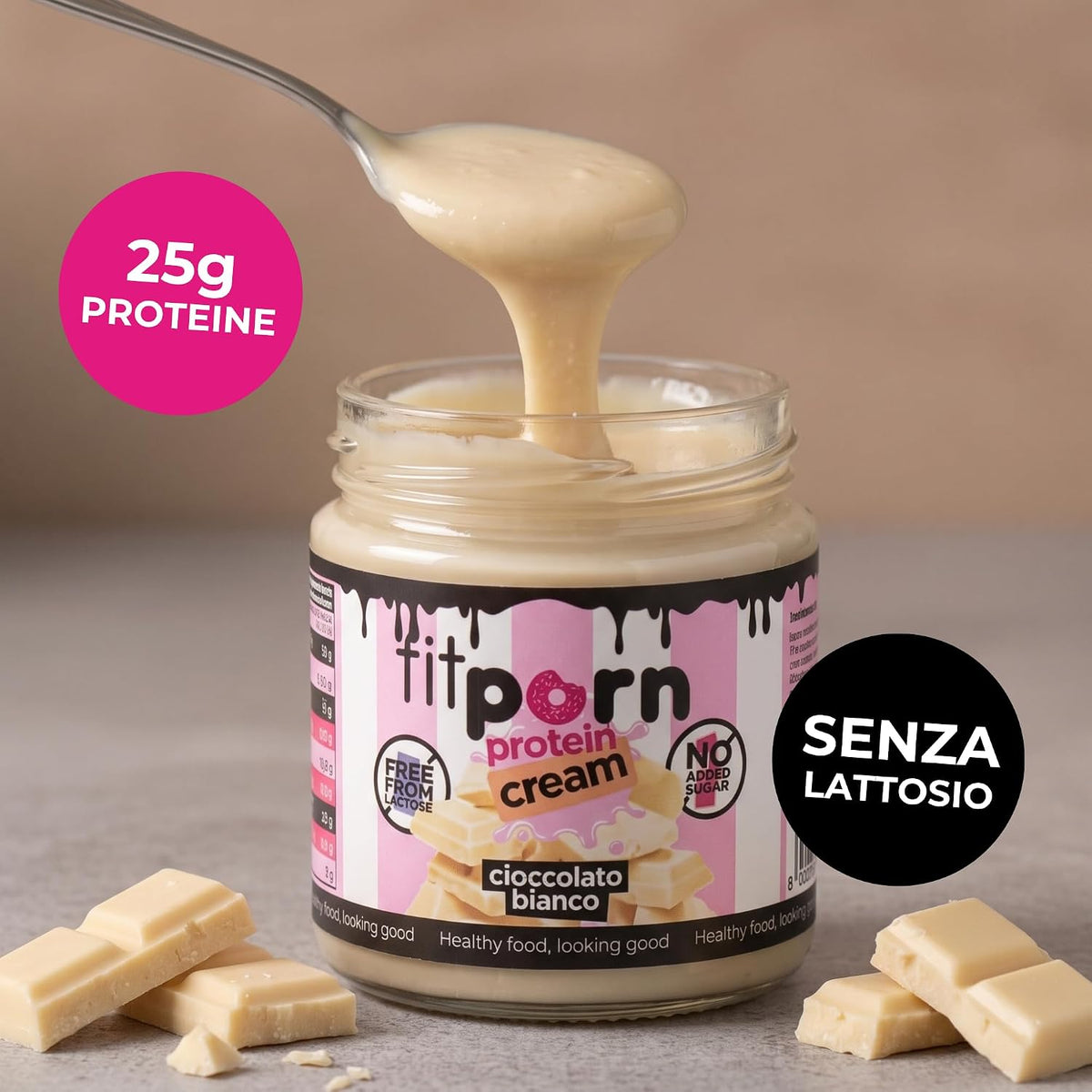 Crema proteica Cioccolato Bianco Senza Lattosio 200g - Fitporn® - Healthy Food, Looking Good.