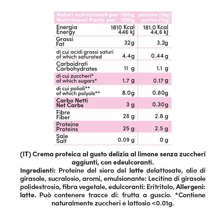 Crema proteica Delizia al Limone Senza Lattosio - Fitporn® - Healthy Food, Looking Good.