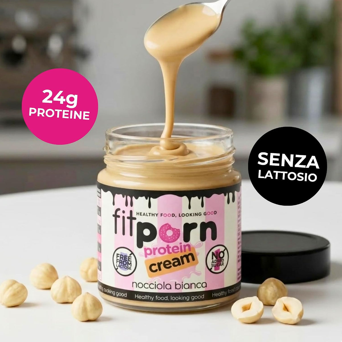 Crema proteica Nocciola Bianca Senza Lattosio 200g - Fitporn® - Healthy Food, Looking Good.