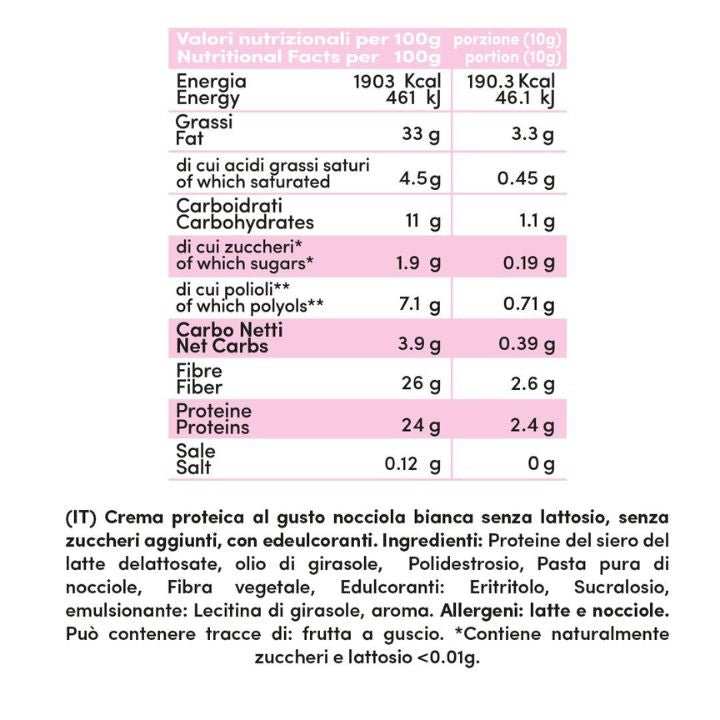 Crema proteica Nocciola Bianca Senza Lattosio - Fitporn® - Healthy Food, Looking Good.