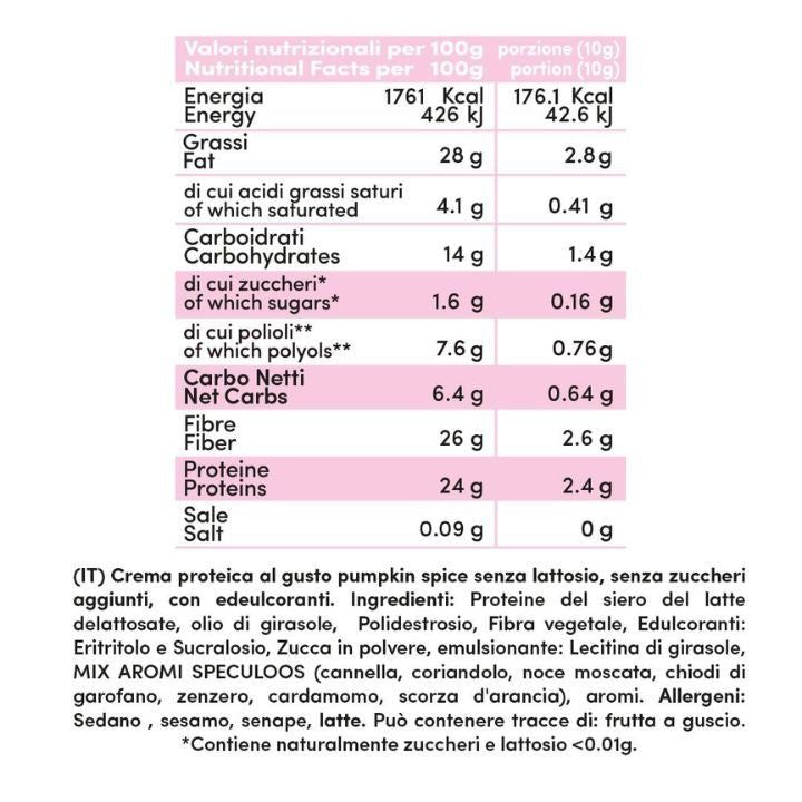 Crema proteica Pumpkin Spice *Limited Edition* Senza Lattosio 200g - Fitporn® - Healthy Food, Looking Good.