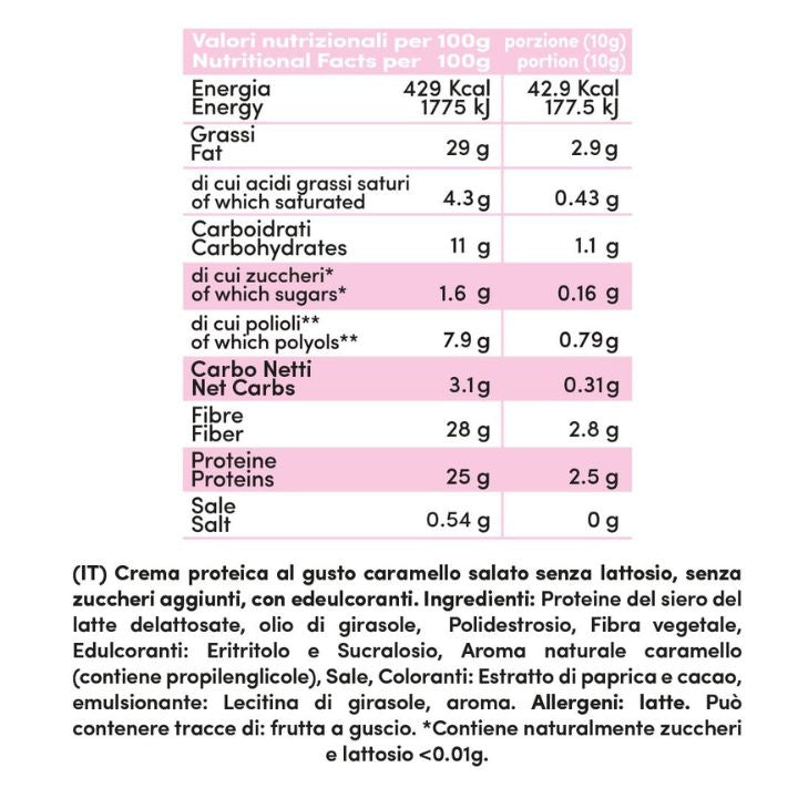 Crema proteica al Caramello Salato Senza Lattosio 200g