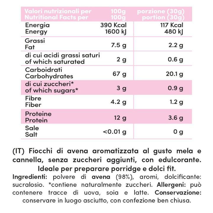 Fiocchi di avena baby aromatizzati Mela e Cannella 750g