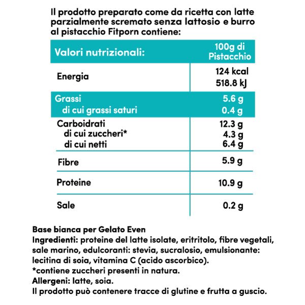 Even Gelato al Pistacchio - Mix Proteico Low - cal 300g + Burro di Pistacchio 200g - Fitporn® - Healthy Food, Looking Good.