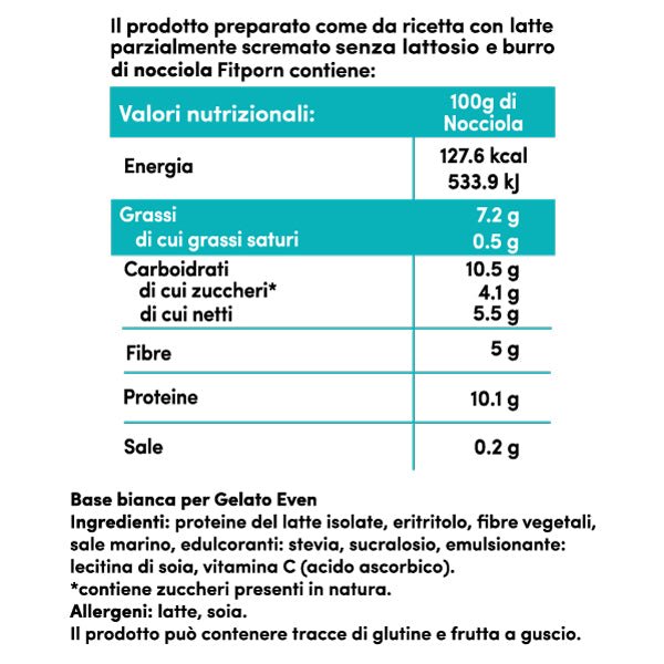 Even Gelato alla Nocciola - Mix Proteico Low - cal 300g + Burro di Nocciole 200g - Fitporn® - Healthy Food, Looking Good.