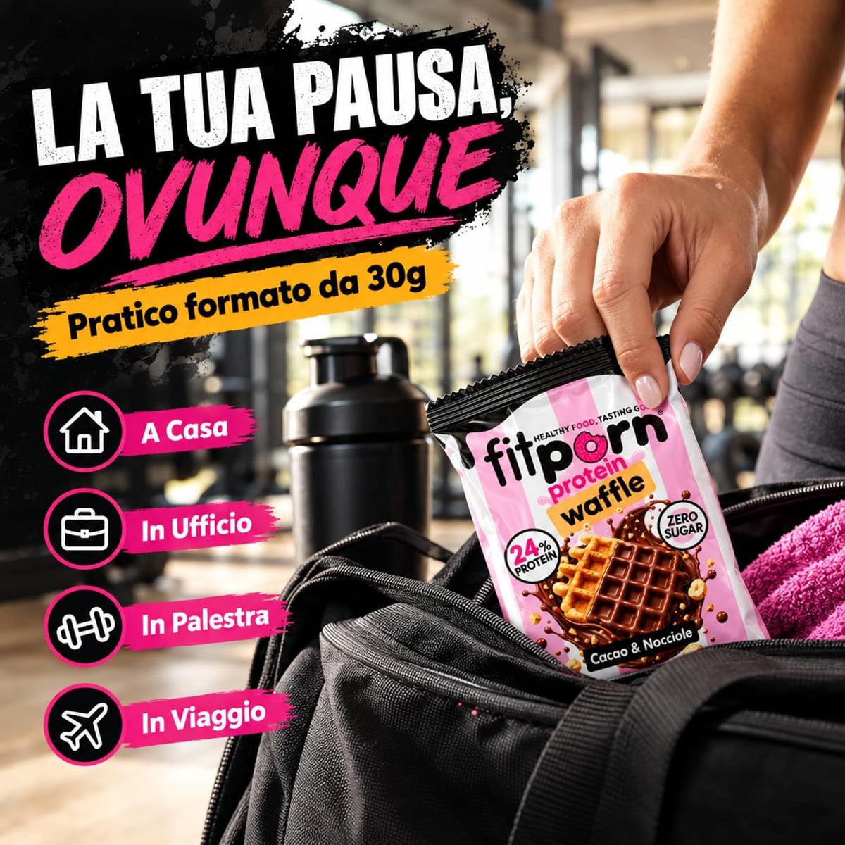 Protein Waffle Cacao & Nocciole 30g - Fitporn® - Healthy Food, Looking Good.