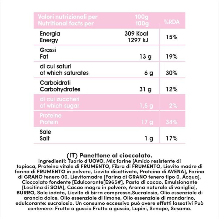Protein Panettone con gocce di cioccolato fondente (750g ℮)
