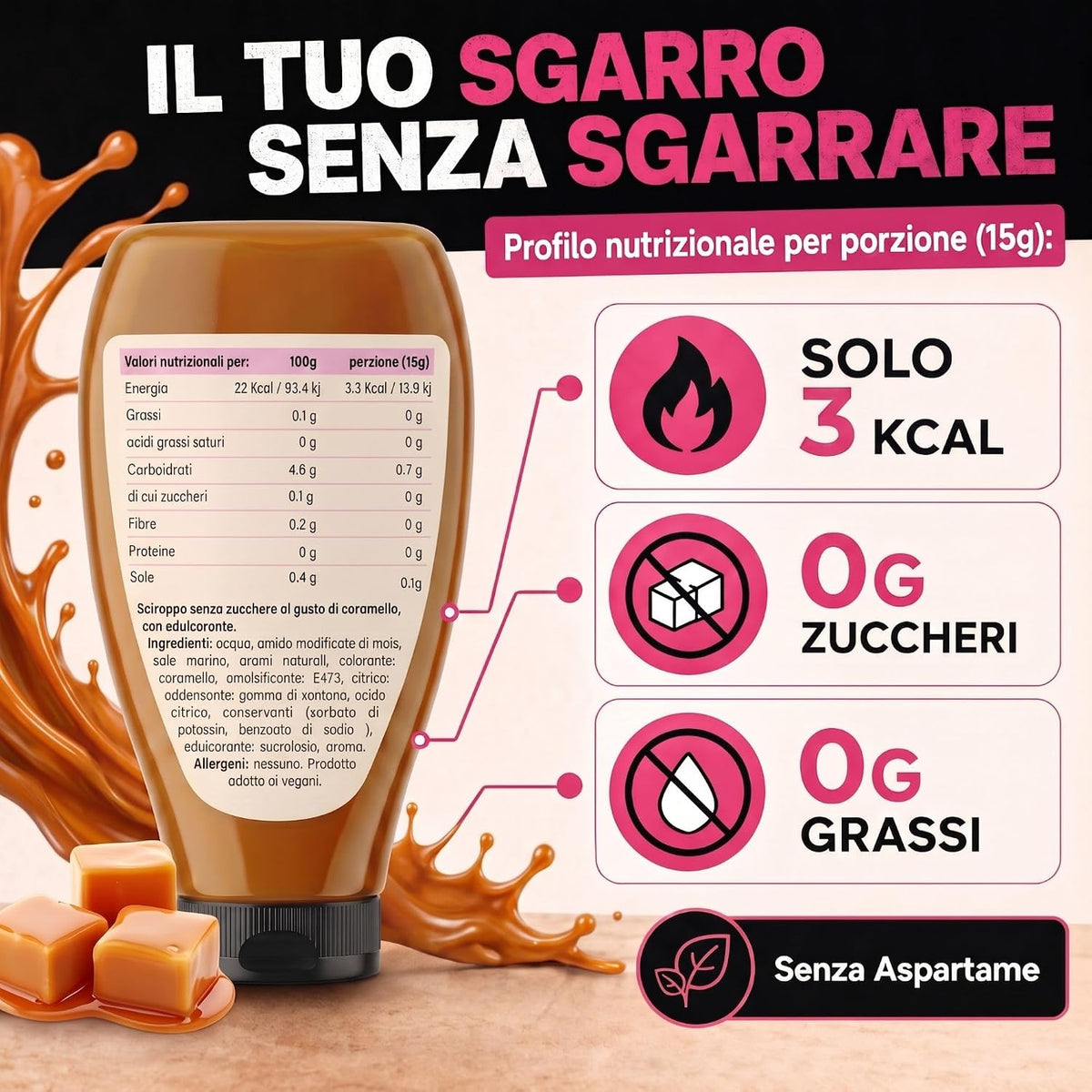 Syrup Zero al Caramello Salato 425g - Fitporn® - Healthy Food, Looking Good.