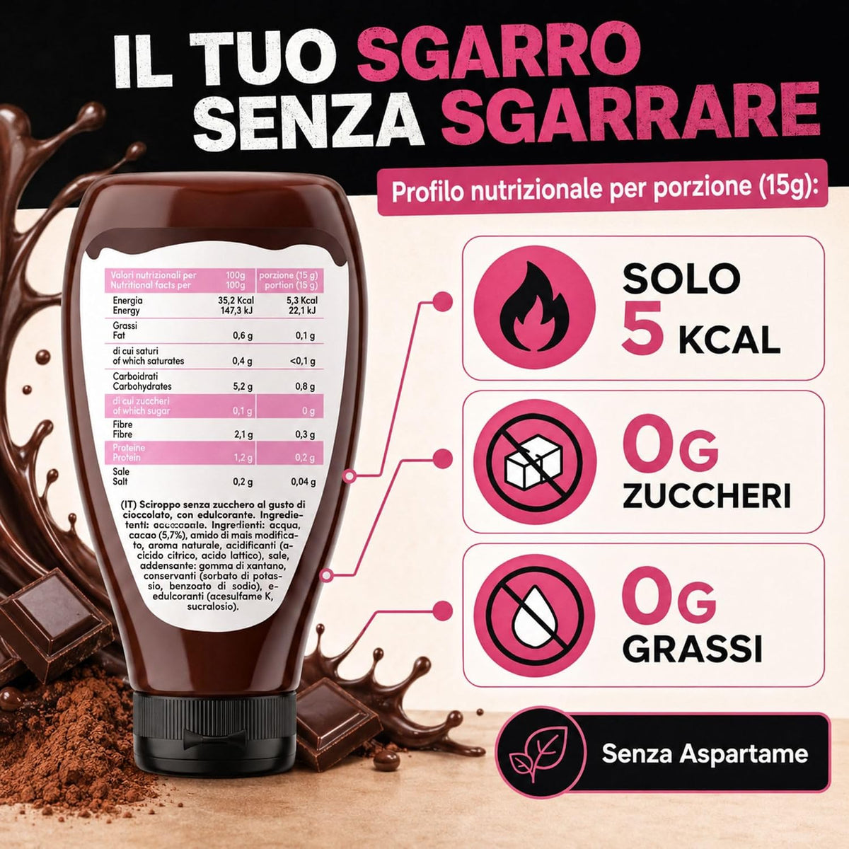 Syrup Zero al Cioccolato 425g - Fitporn® - Healthy Food, Looking Good.