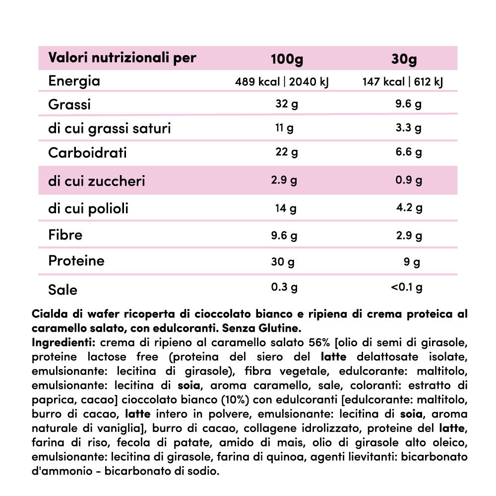 Wafer proteico ripieno senza zuccheri 30g